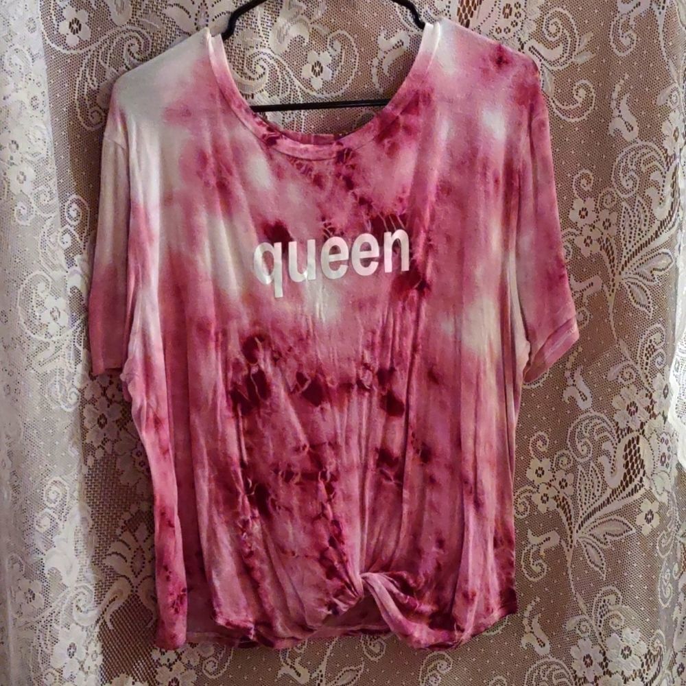Byproduct Women'‎ Size L pink white tie dye Queen knotted t-shirt oversized